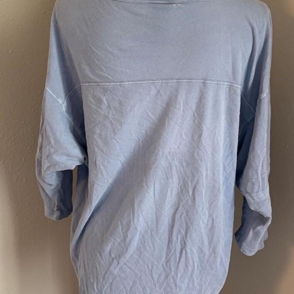 Victoria's Secret PINK blue cotton long sleeve shirt with white 'PINK' text - Picture 2 of 7